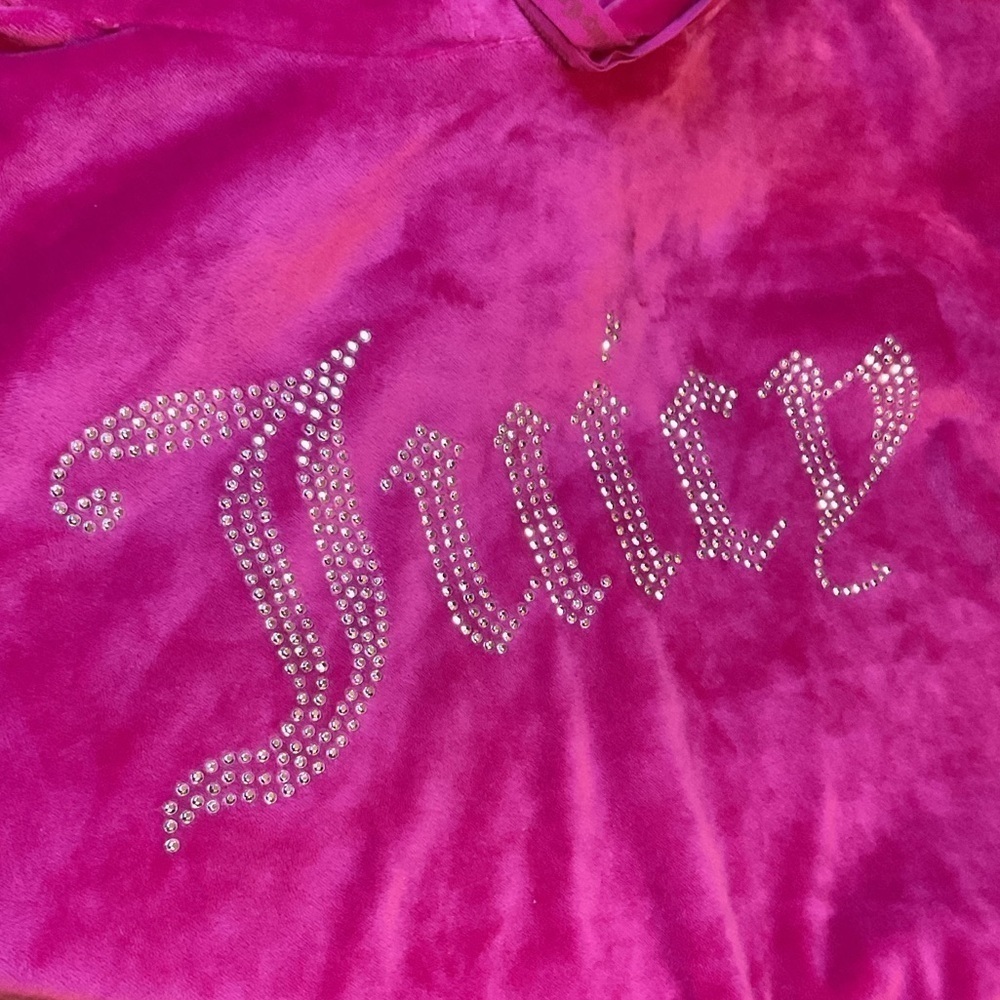 Y2K Juicy Couture Cropped Rhinestone Magenta Hoodie Pink Velour meangirls - Picture 5 of 7